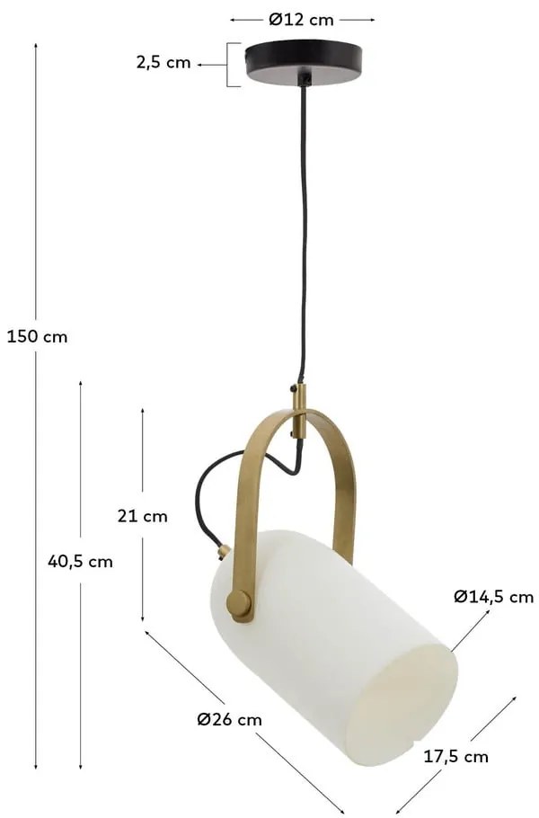 Biała lampa wisząca ze szklanym kloszem ø 14 cm Reisy – Kave Home
