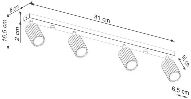 Czarna loftowa lampa czteropunktowa - D303-Melson