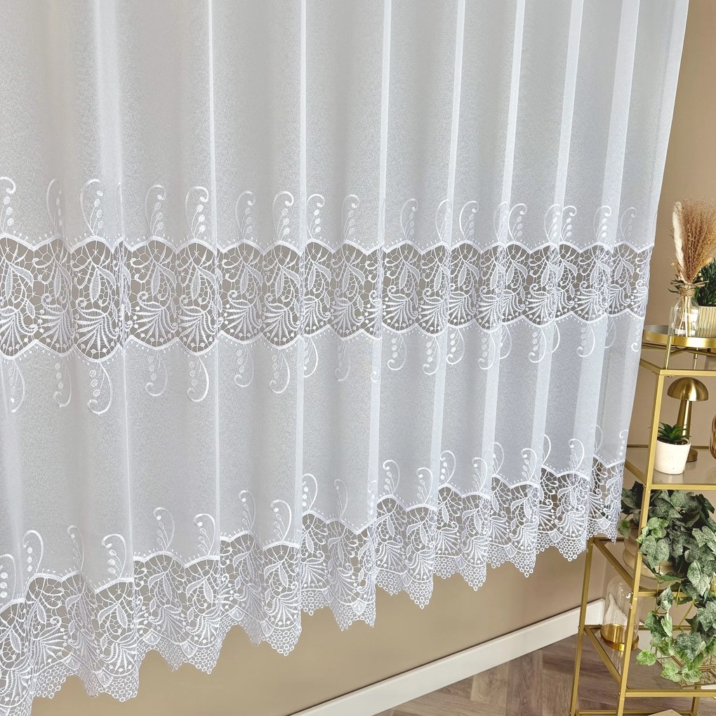 Firana gipiurowa z fantazyjnym wzorem dwa pasy Markizeta – wys. 180 cm