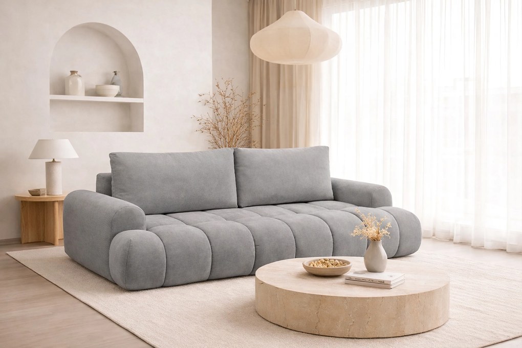 Kanapa Lutario z funkcją spania - szara plecionka hydrofobowa Venice 2023