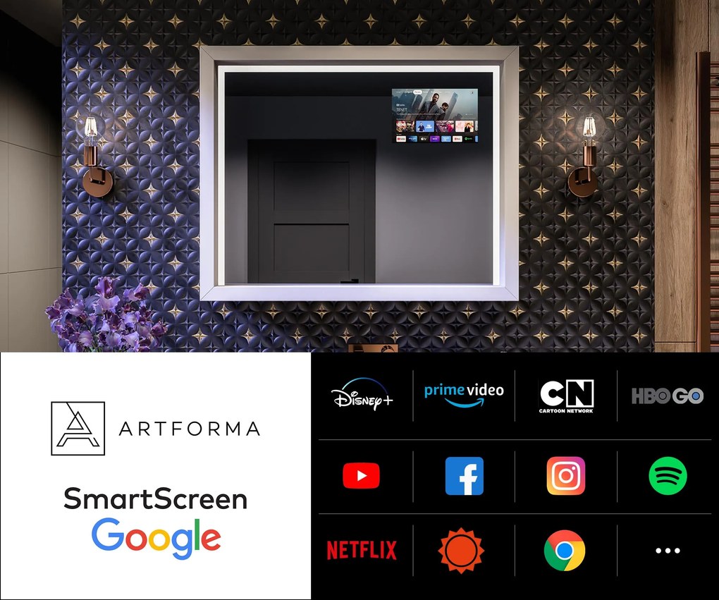 Lustro łazienkowe LED z ramą WoodenFrame w kolorze Dąb Oslo