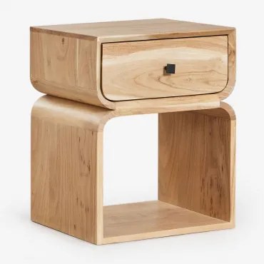 Zestaw 2 Prostokątnych Stolików Nocnych 40x35 Cm Z Drewna Ferni Rustykalny Brąz Akacjowy - Sklum