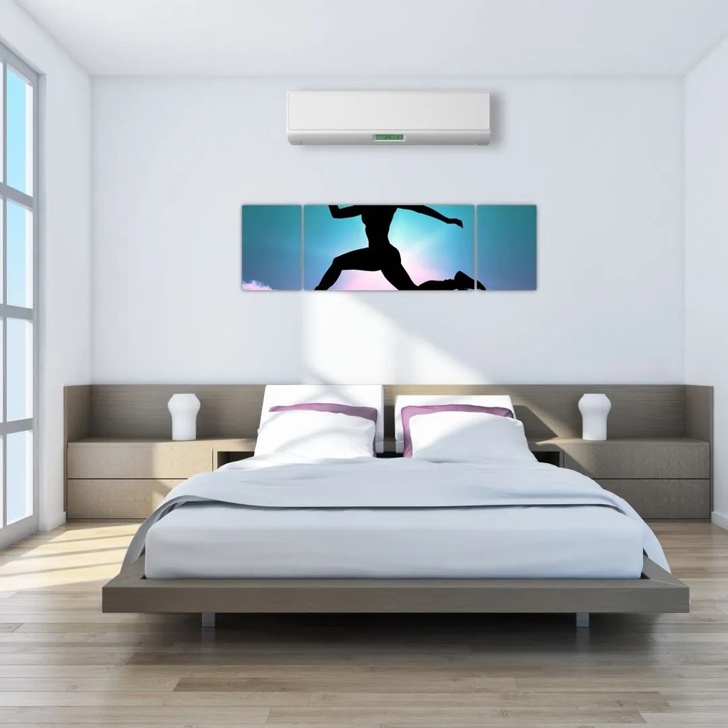 Obraz skaczącej sylwetki kobiety (170x50 cm)