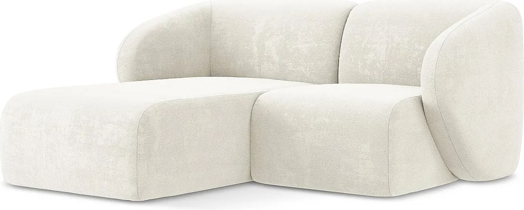 Narożnik lewostronny - z tkaniny szenilowej - biały - LANI