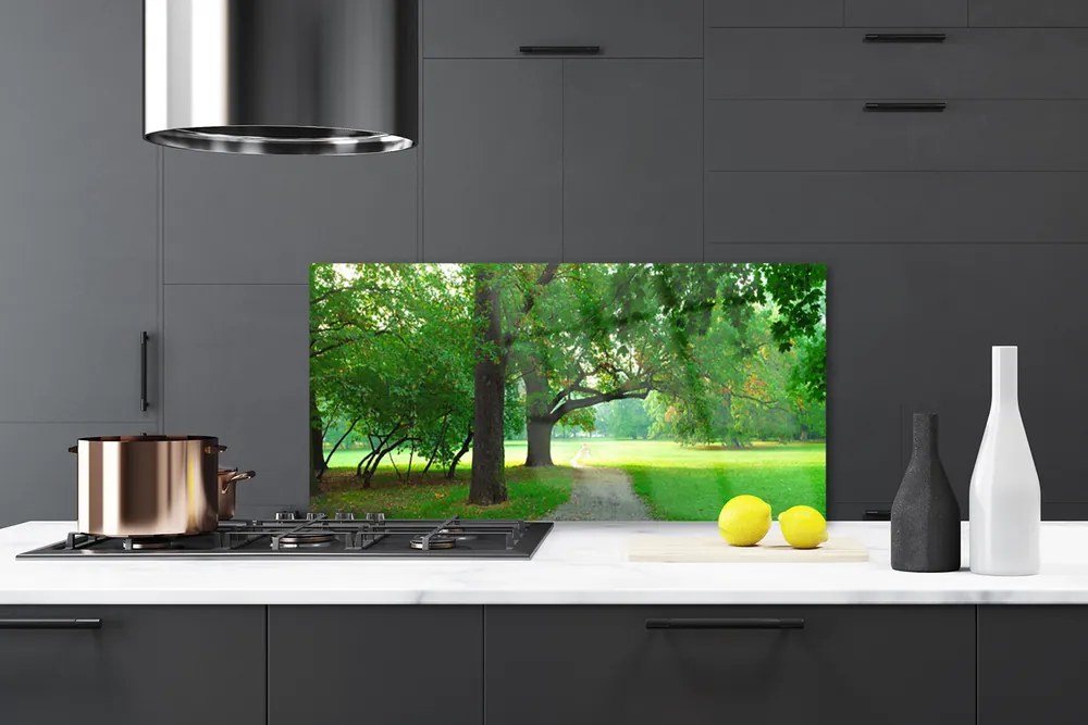 Szkło do Kuchni na Ścianę Aleja w Cieniu Drzew