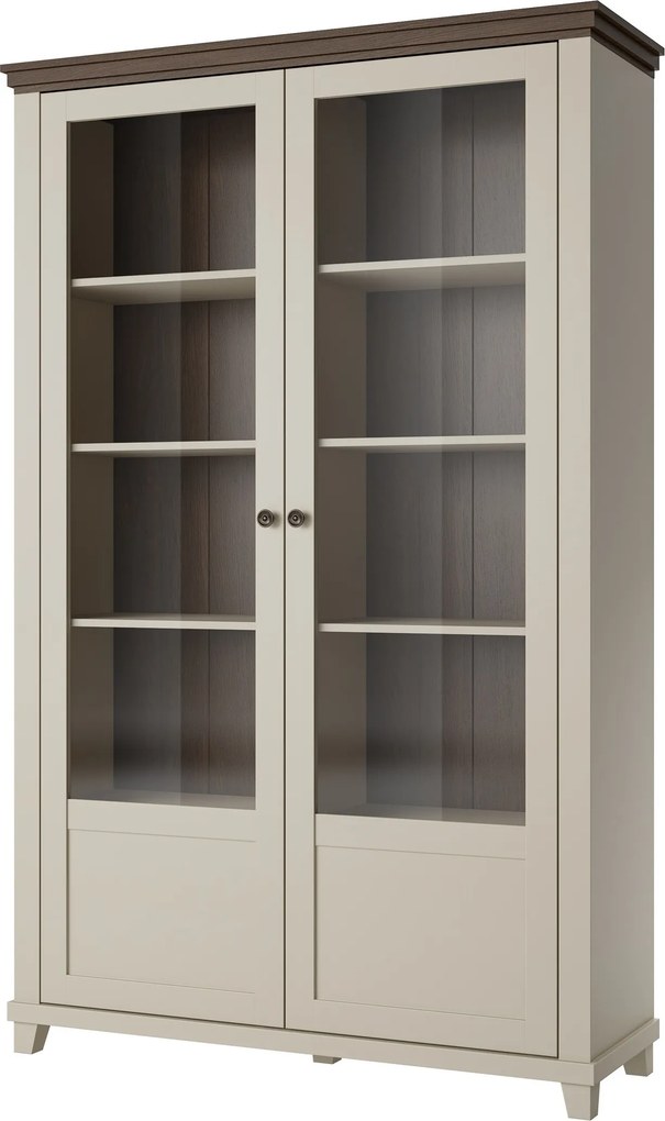 Witryna EVANDRO 200 x 126 cm Stojąca, Nowoczesna witryna do salonu, Beżowy