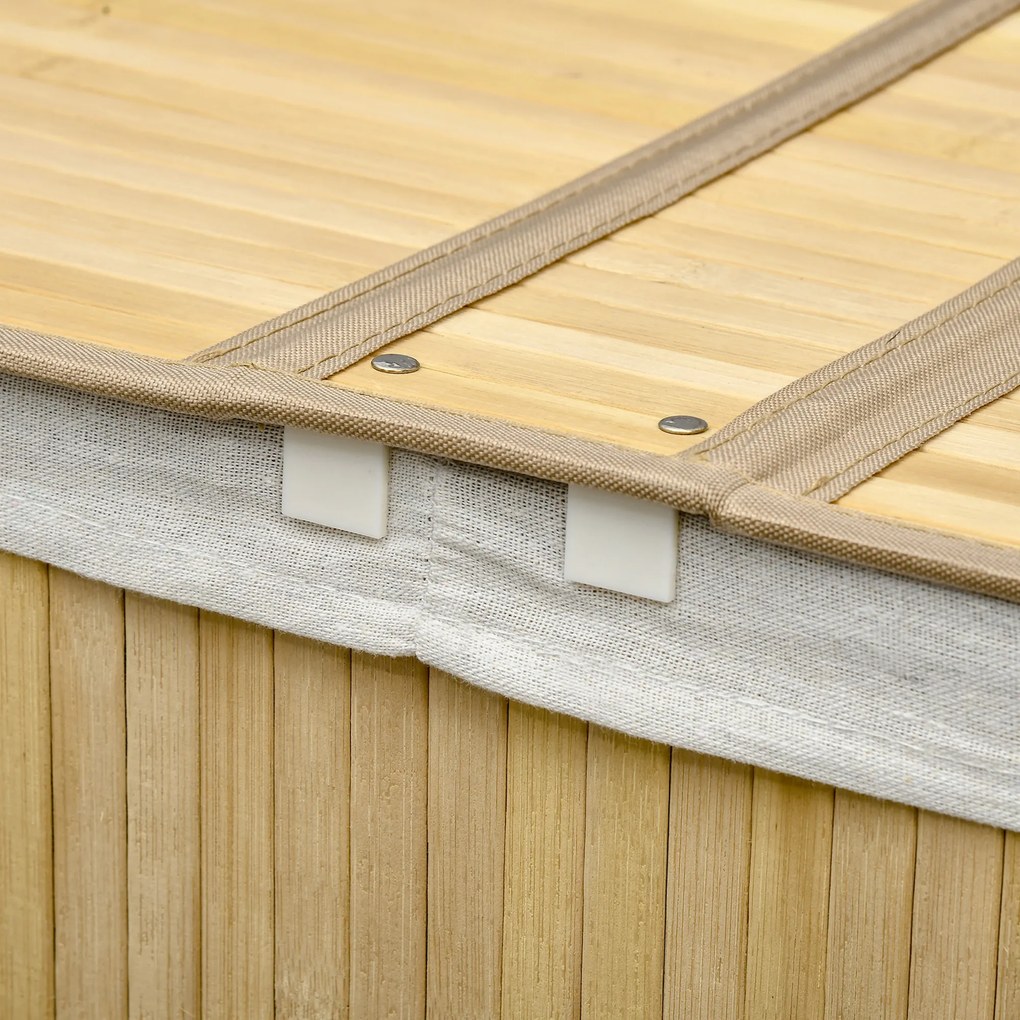 HOMCOM Kosz na bieliznę 100L z wyjmowaną ławą do prania 62,5 cm x 37 cm x 60,5 cm Naturalny + Biały