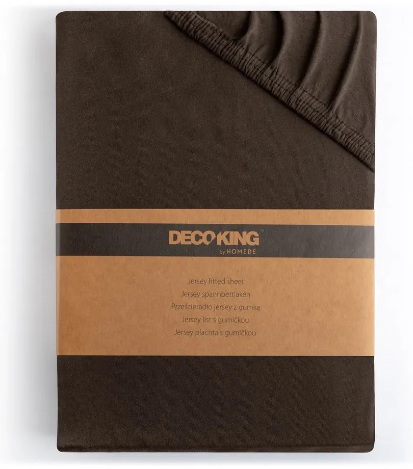 Ciemnobrązowe dżersejowe prześcieradło z gumką 120x200 cm Amber – Restilo