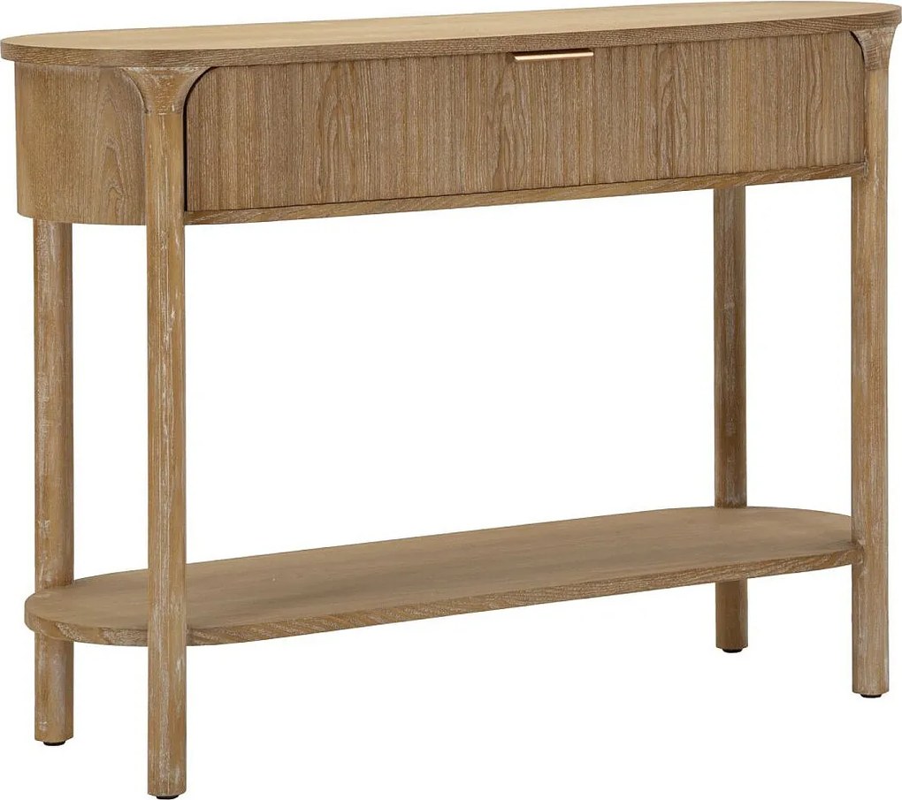 Konsola Göteborg, 110x40x80 cm – drewno jodłowe, płyta MDF i żelazo – nowoczesny i naturalny design do przedpokoju i salonu