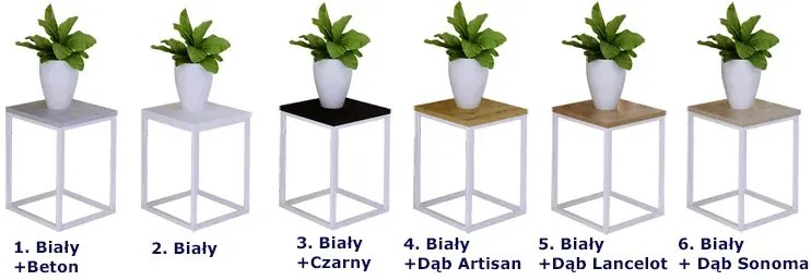 Minimalistyczny kwietnik biały + dąb sonoma T2-H75