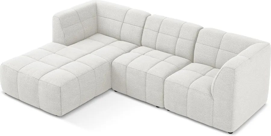 Biały narożnik z materiału bouclé (lewostronny/z szezlongiem) Aloha – Makamii