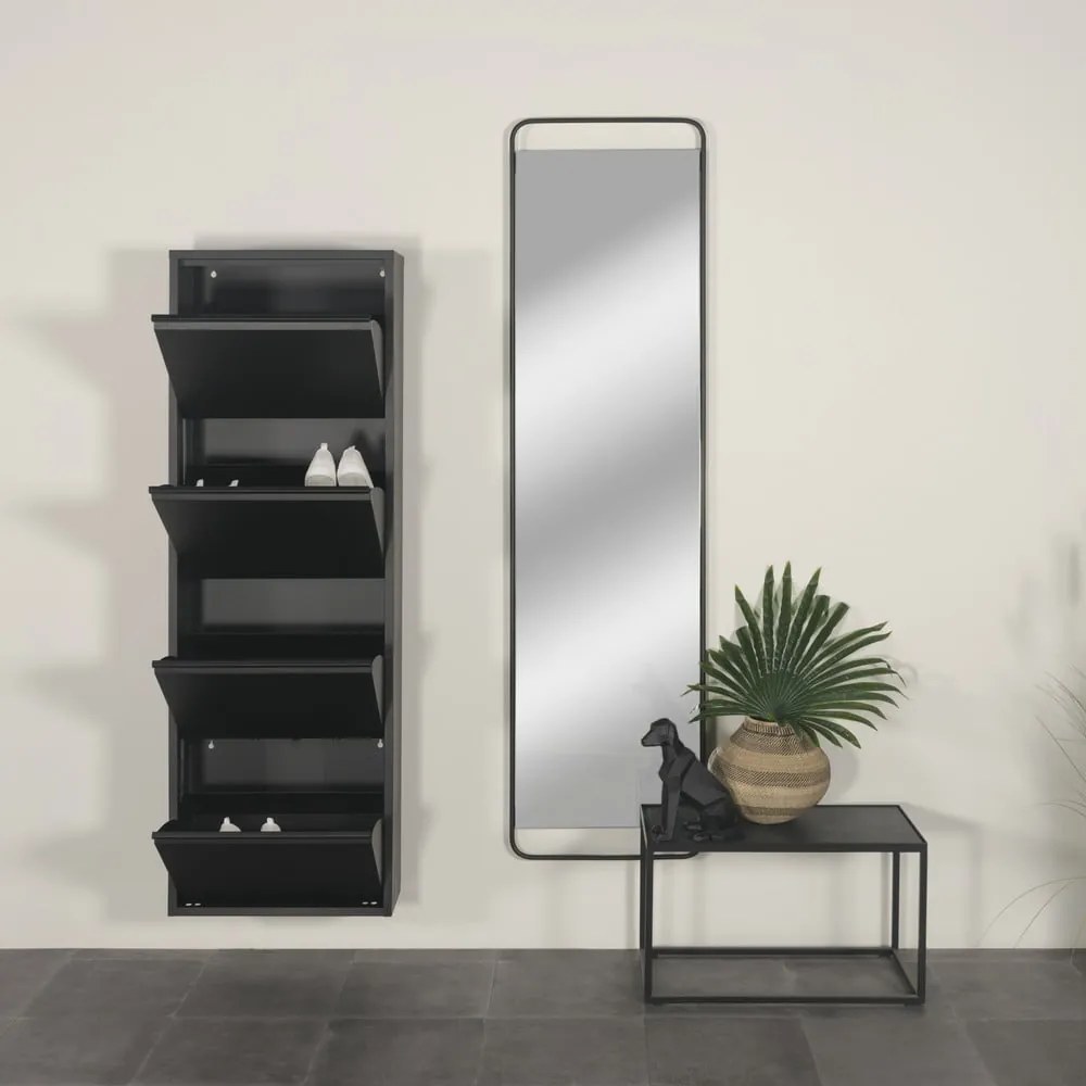 Czarna metalowa uchylna szafka na buty 50x150x22 cm Billy – Spinder Design