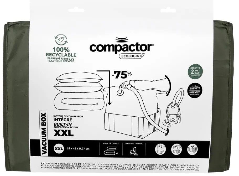 Tekstylny pojemnik do przechowywania ubrań próżniowy 65x45x27 cm Ecologik – Compactor
