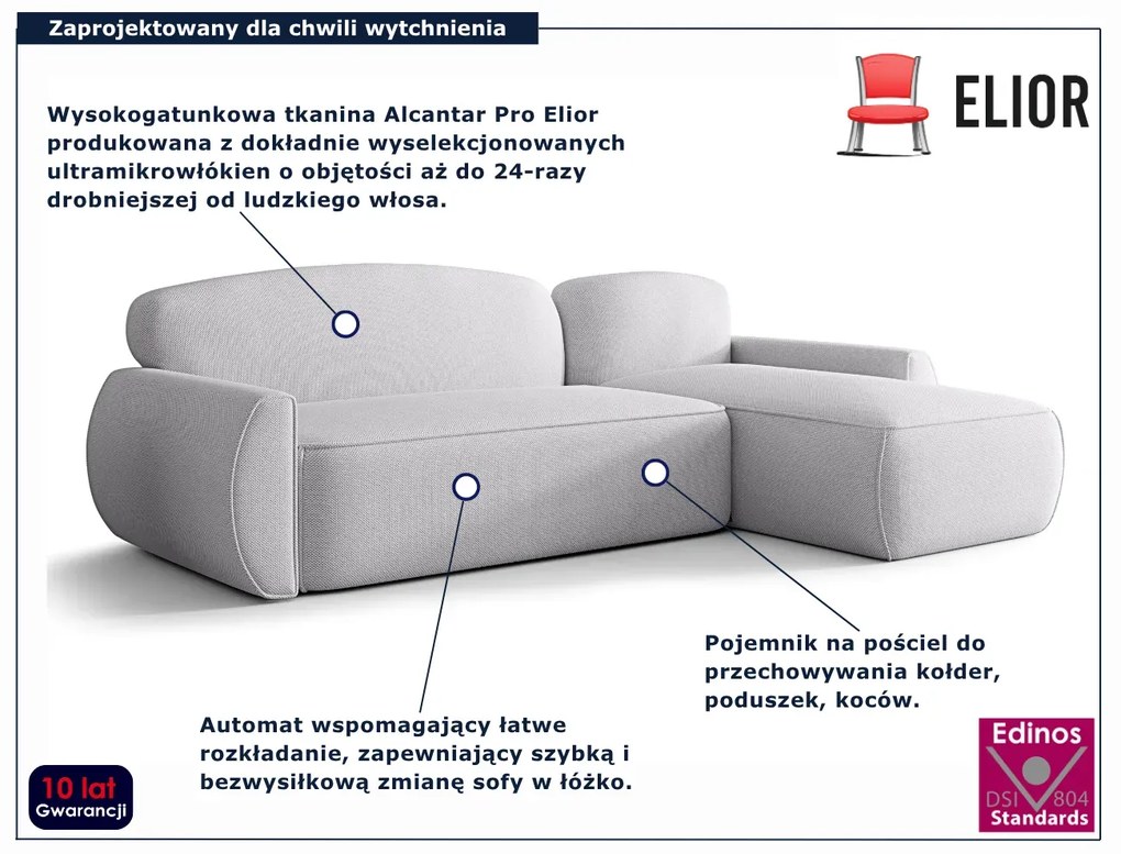 Jasnoszary narożnik tapicerowany z pojemnikiem T0-C62