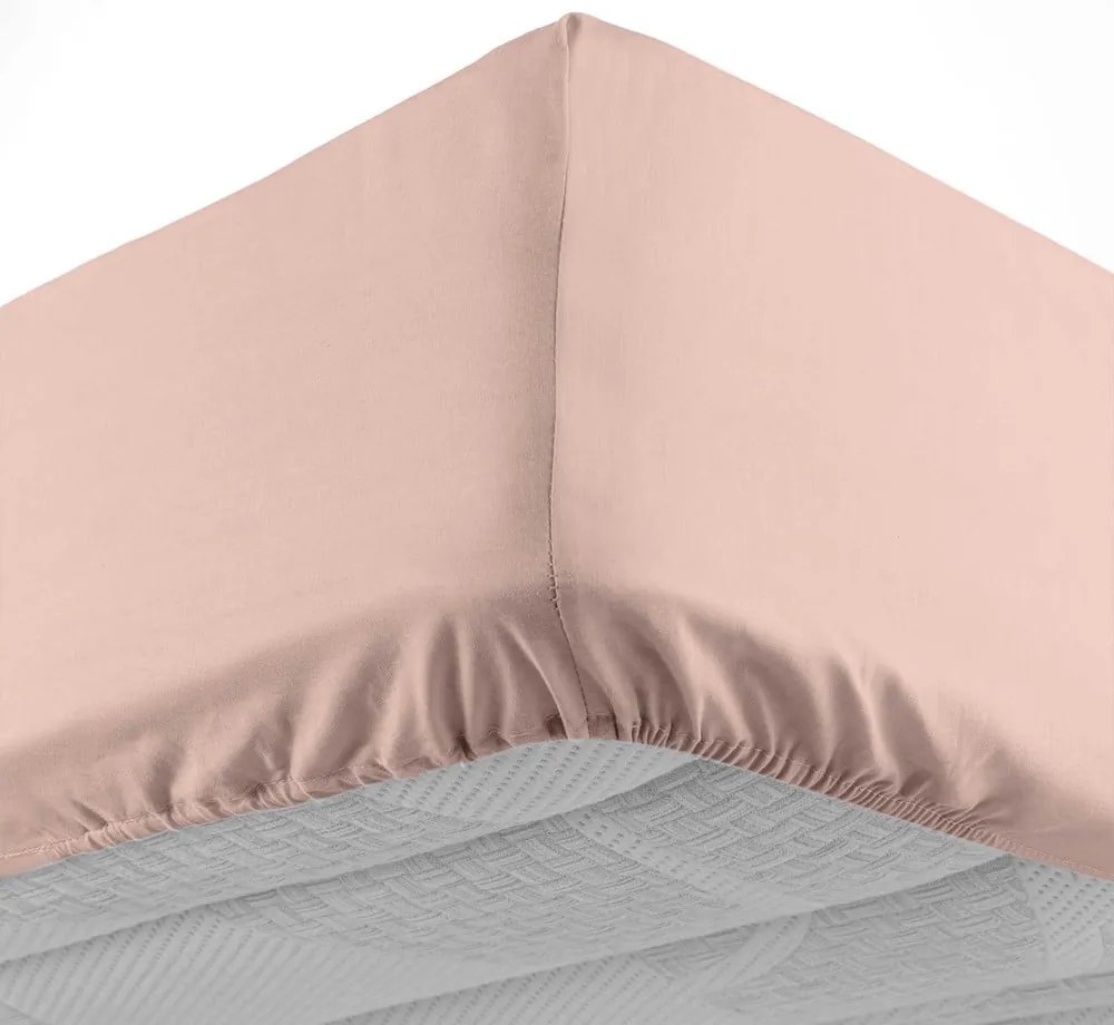 Różowe bawełniane prześcieradło z gumką 180x200 cm Lina – douceur d'intérieur