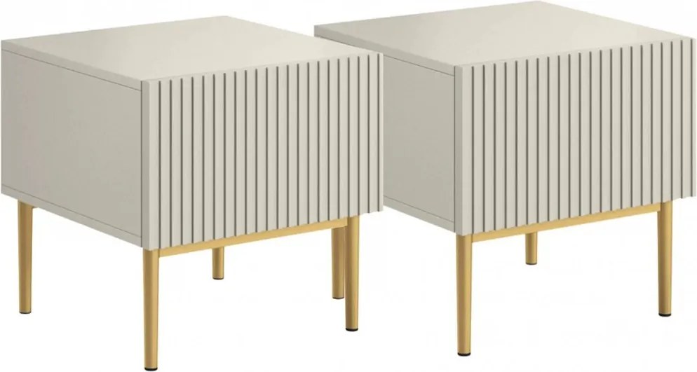 Zestaw szafek nocnych Nicole 46 cm - kaszmir / złote nóżki