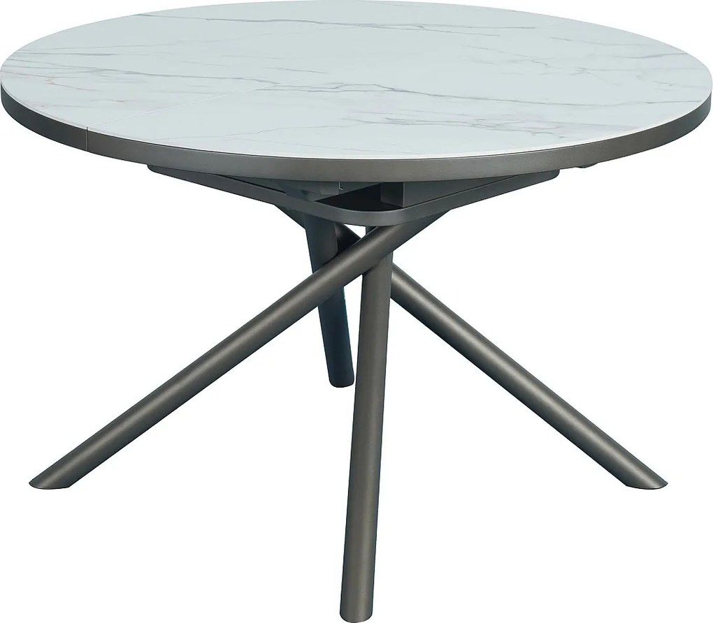 Stół do jadalni rozkładany dla 4-6 osób z ceramiki, MDF i metalu - Efekt białego marmuru i brązu - FEROLA