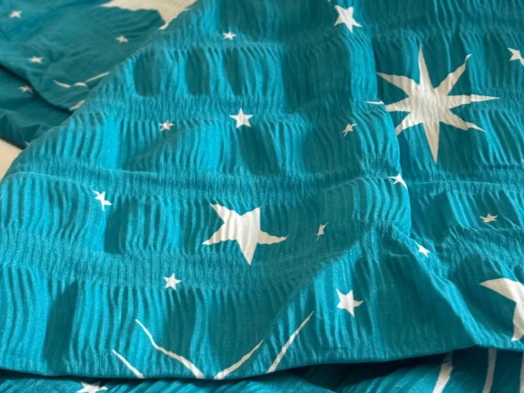 PrzytulneMieszkanie.pl PrzytulneMieszkanie.pl Pościel krepowa NOCNE NIEBO BLEND turkusowa Rozmiar pościeli: 70 x 90 cm | 140 x 200 cm