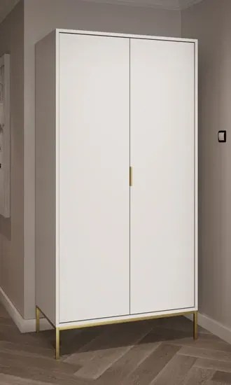 Biała szafa w stylu glamour ze złotymi detalami Edna 2X