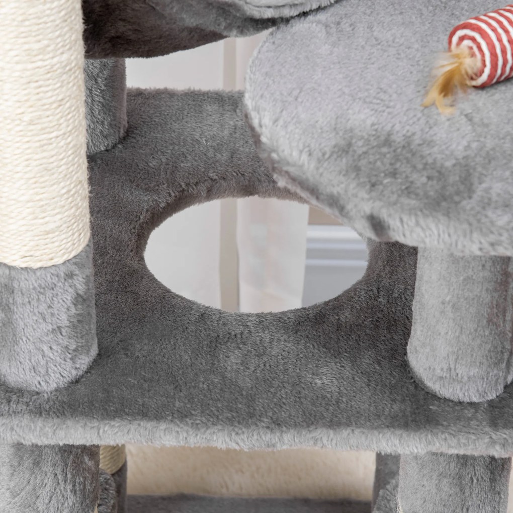 PawHut Drapak dla Kota Drzewko do Wspinania z Hamakiem Stabilny i Wytrzymały Szary | Aosom PL