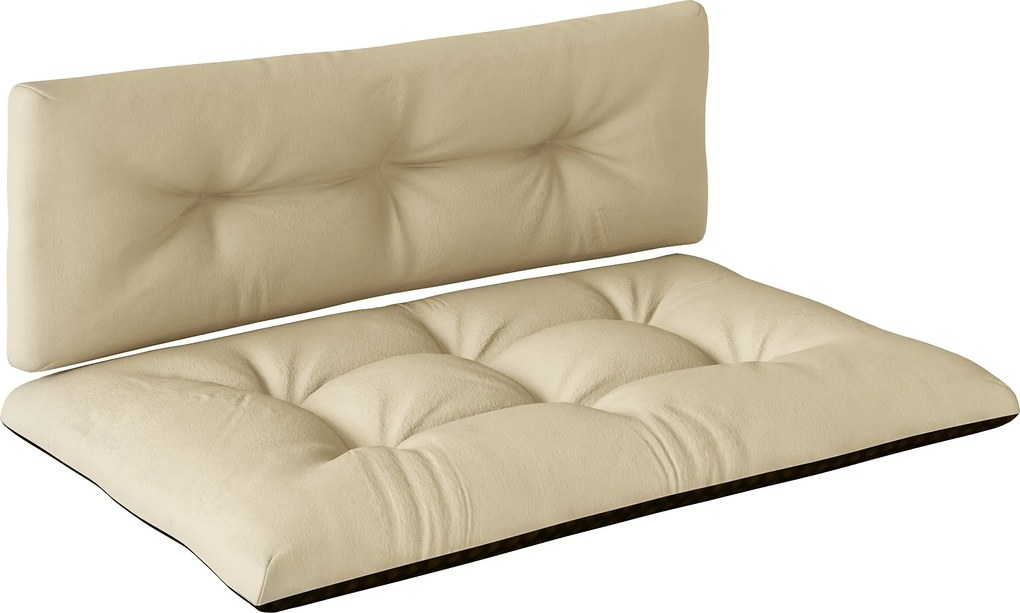 Outsunny Zestaw 2 Poduszek Paletowych 120 x 77 x 10 cm Beżowe z Pikowanym Designem i Tylną Opieraczką