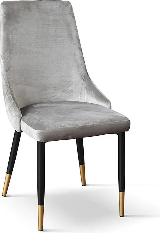 Zestaw 4 krzeseł, szara tkanina z efektem aksamitu, antracytowe i złote nogi - IRVINE