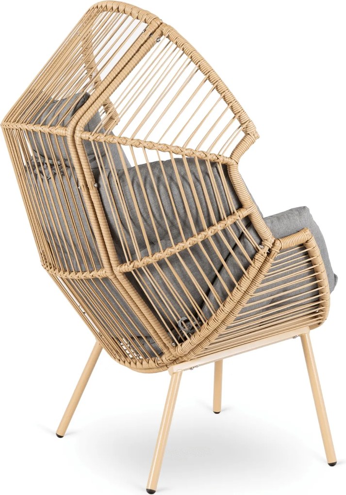 Fotel Ogrodowy CEZARE Wypoczynkowy Kokon Szary Nowoczesny Boho