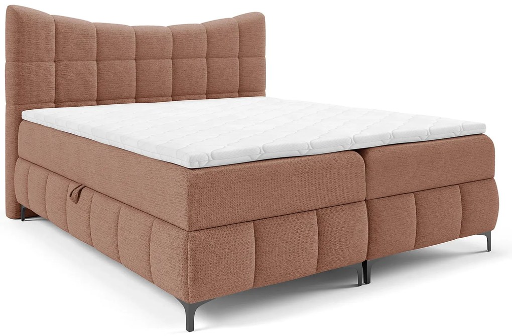 Łososiowe łóżko z pikowanym zagłówkiem 5 rozmiarów A5-P39