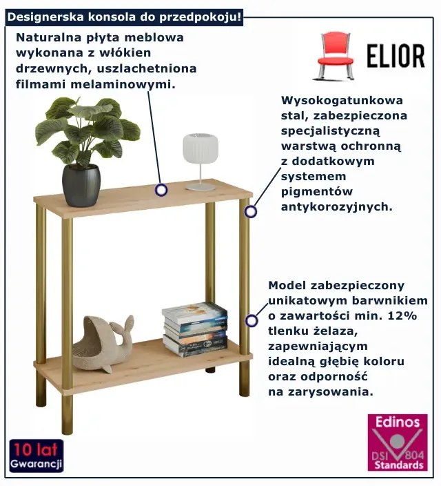 Konsola na złotym stelażu dąb artisan R1-L96