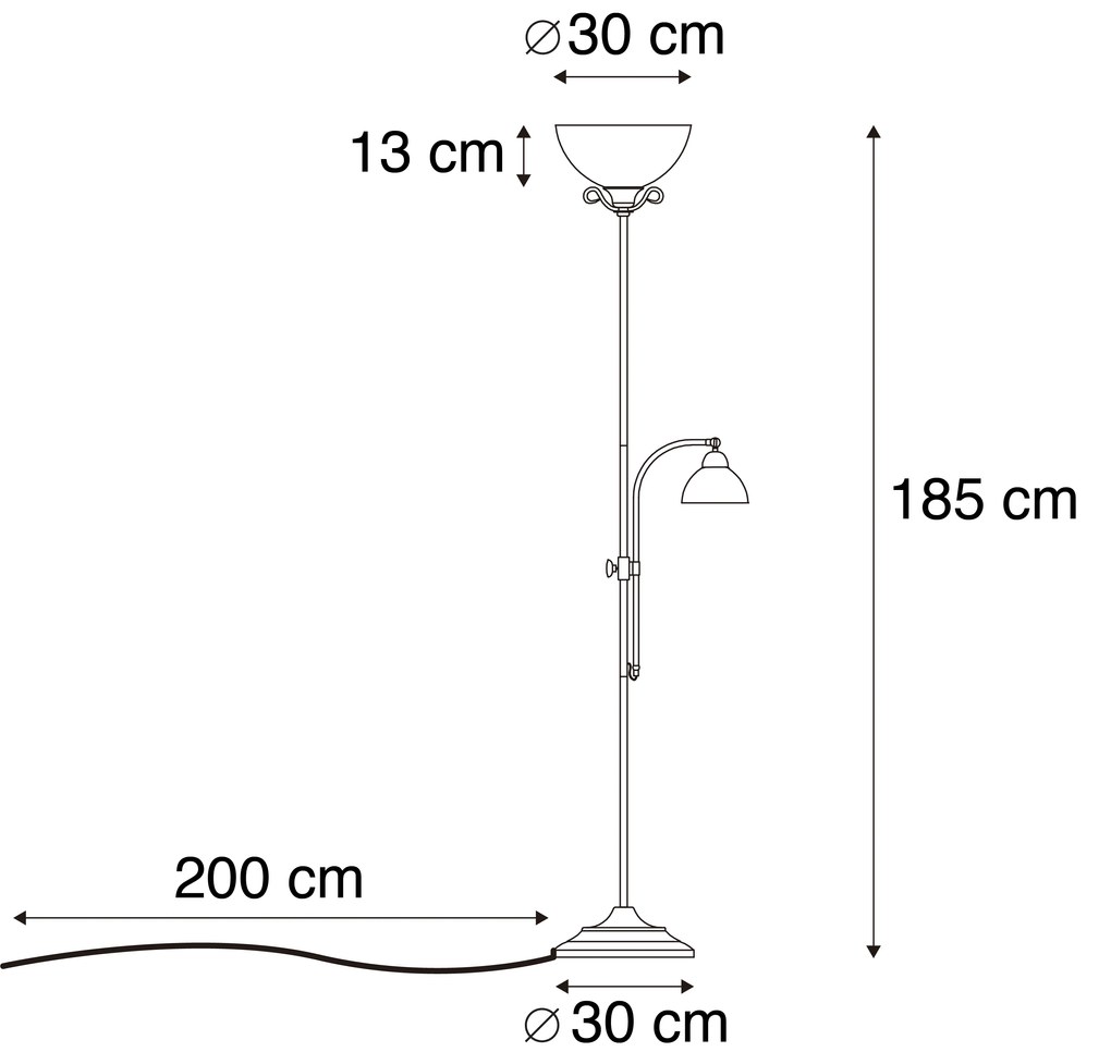 Klasyczna lampa stojąca brązowa z lampką do czytania - Dallas Rustykalny / Vintage Oswietlenie wewnetrzne