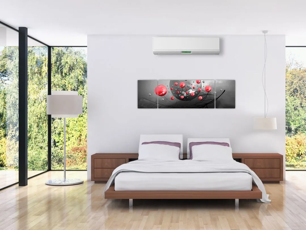 Obraz czerwonych abstrakcyjnych kul (170x50 cm)
