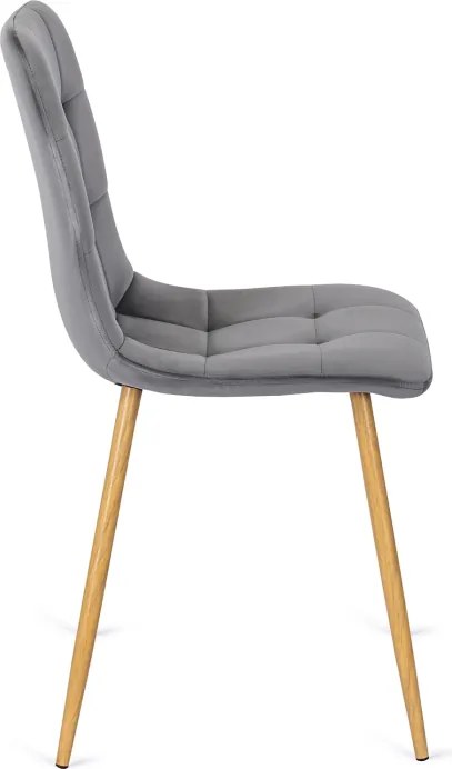 Krzesło Tapicerowane do Jadalni FREDY Szare Welurowe Nowoczesne Loft
