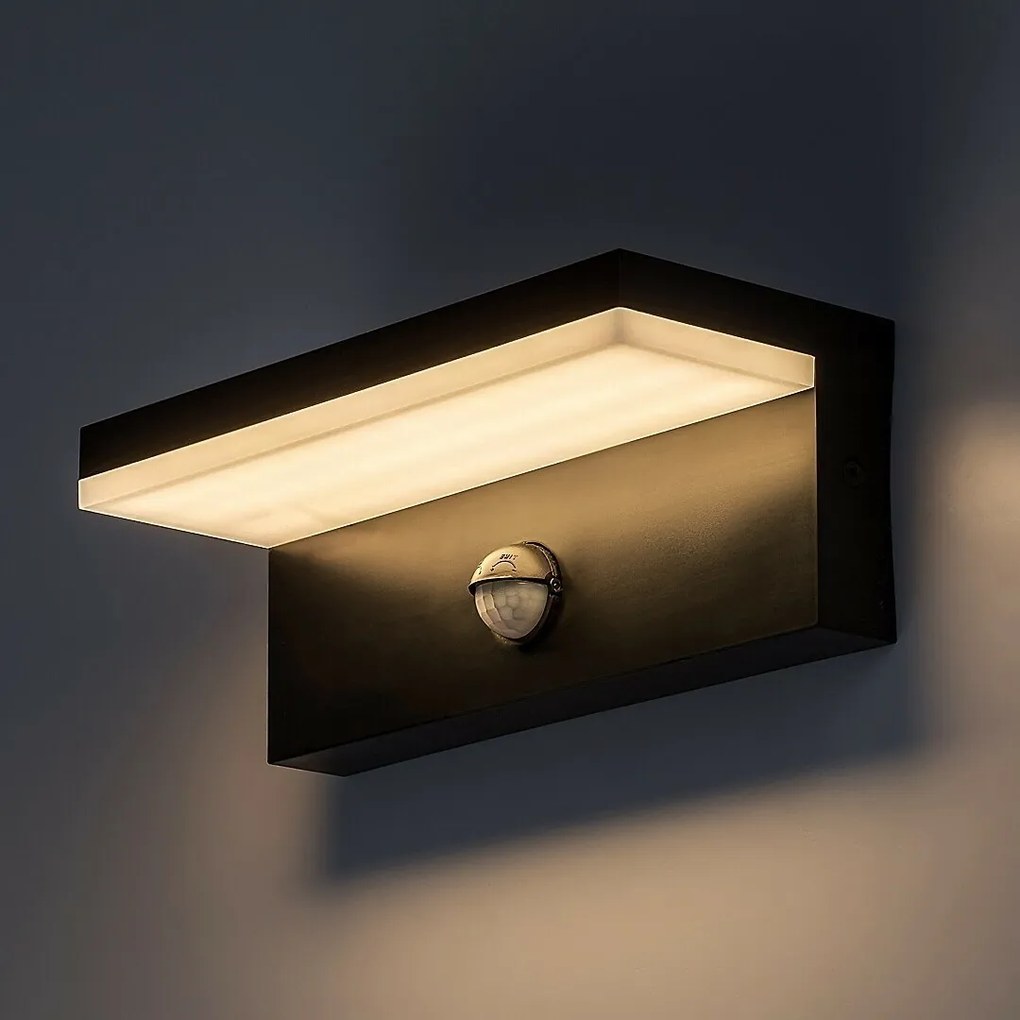 Rabalux 77115 zewnętrzna lampa ścienna LEDZaragoza, z czujnikiem, 9 W, IP54, czarna