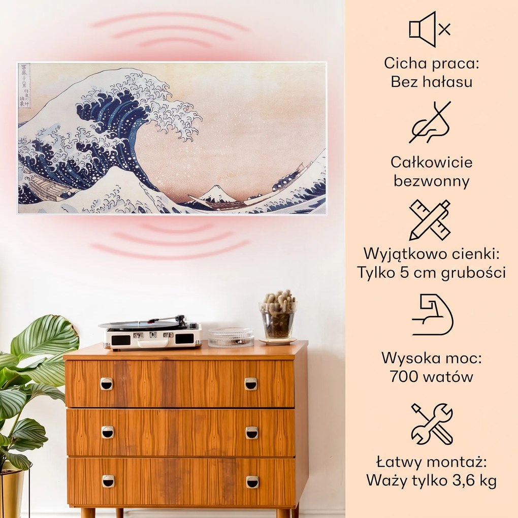 Klarstein Wonderwall Art Smart 700W Panel na Podczerwień W Formie Obrazu Fale