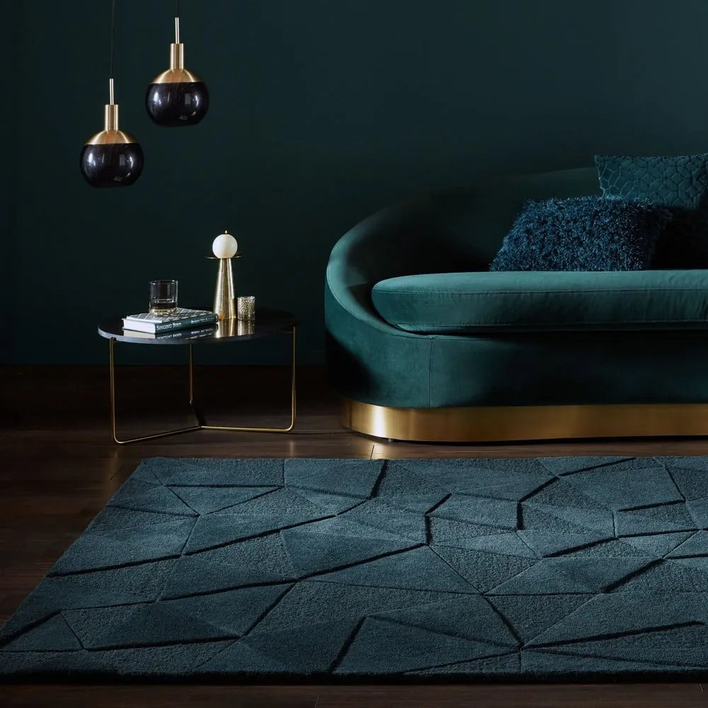Zielononiebieski wełniany dywan tkany ręcznie 200x290 cm Shard Teal – Flair Rugs