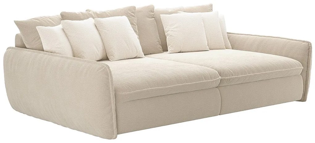 Kanapa  4-osobowa komfortowa z głębokim siedziskiem z tkaniny szenilowej w kolorze taupe GIANOLA od Maison Céphy