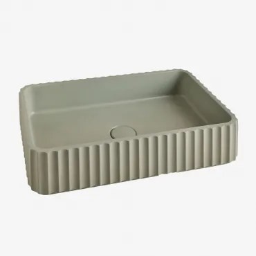 Prostokątna Umywalka 50x30 Cm Z Betonu Teide Zielona Zatoka - Sklum