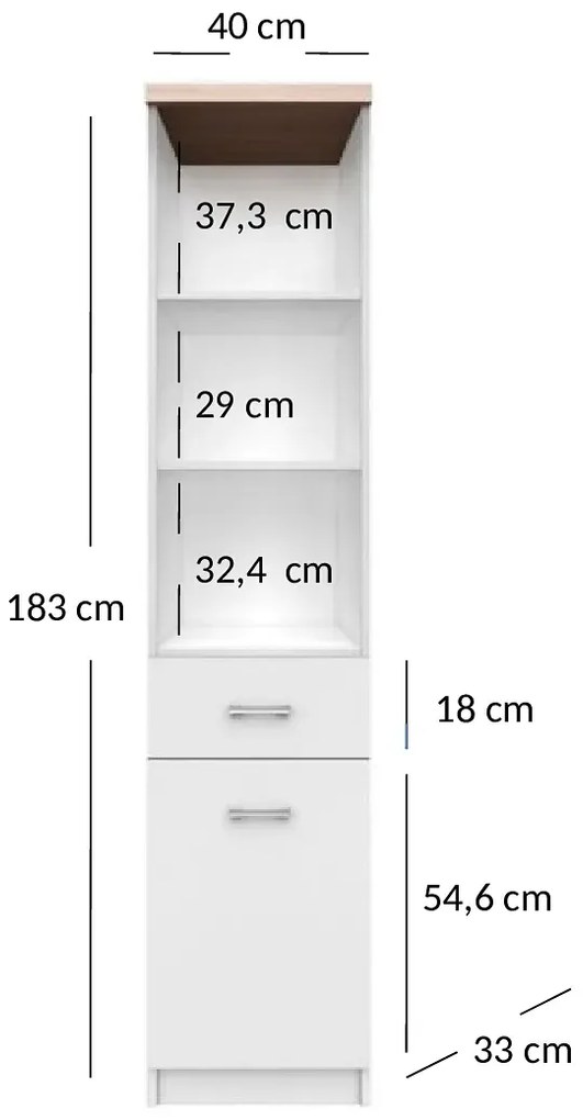 Wysoki Regał Biały Słupek Z Szufladą Lorines 5X