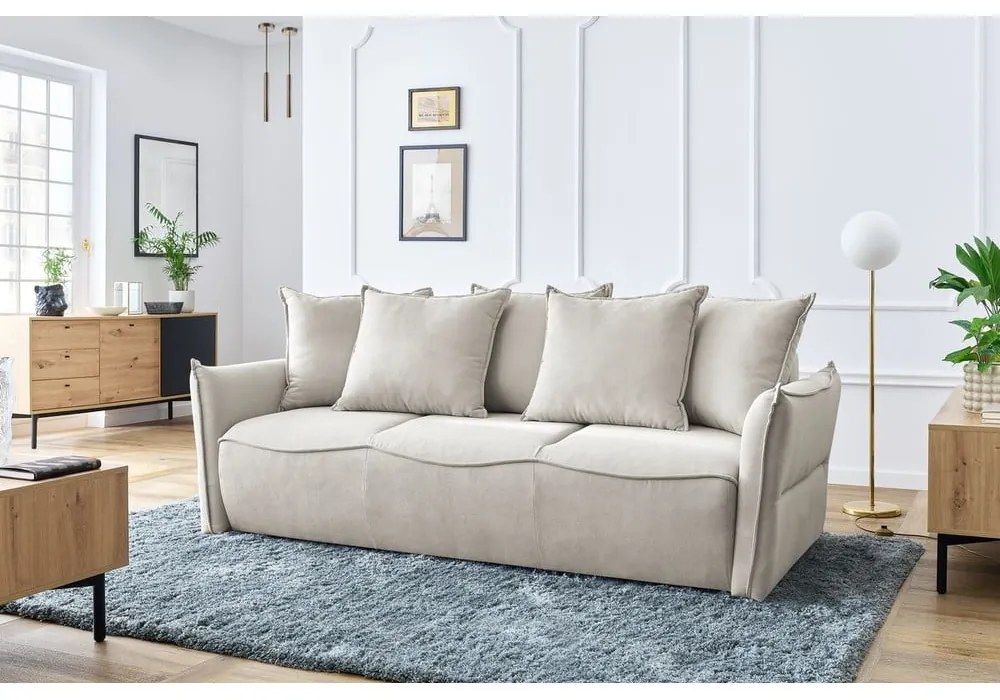 Kremowa rozkładana sofa 226 cm Leon – Bobochic Paris