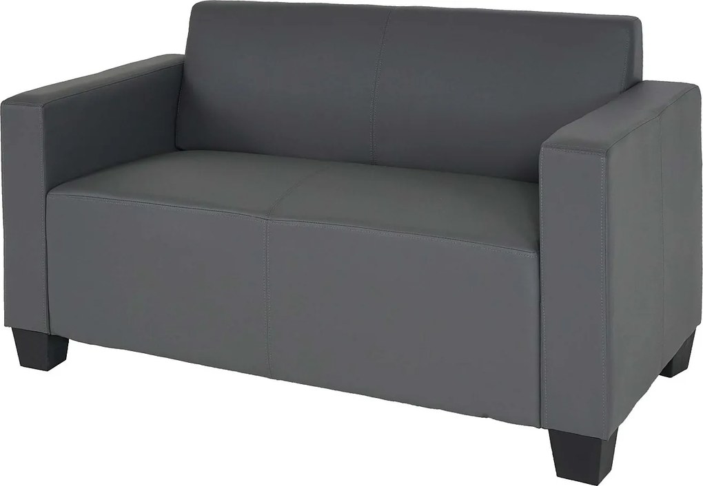Sofa dwuosobowa Moncalieri ze sztucznej skóry,  ciemnoszara