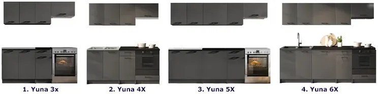Mały zestaw mebli kuchennych grafit mat - Lanter 3X