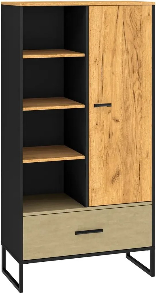 Regał niski COLIN 04 dąb złoty craft/czarny ML MEBLE