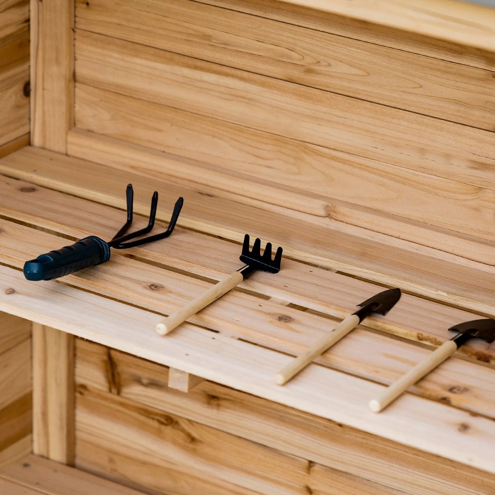 Outsunny szafa ogrodowa drewniana szafa na narzędzia szafa z 2 półkami szopa na narzędzia szopa ogrodowa na zewnątrz kolor naturalny 83 x 40 x 92 cm