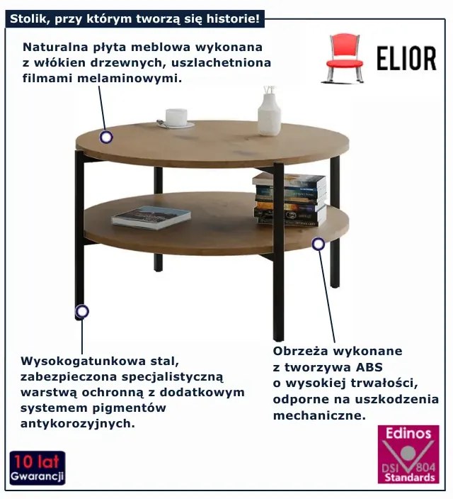 Nowoczesny stolik kawowy dąb lancelot L9-G07