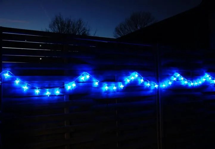 Świąteczne LED lampki - niebieskie gwiazdki, 4m