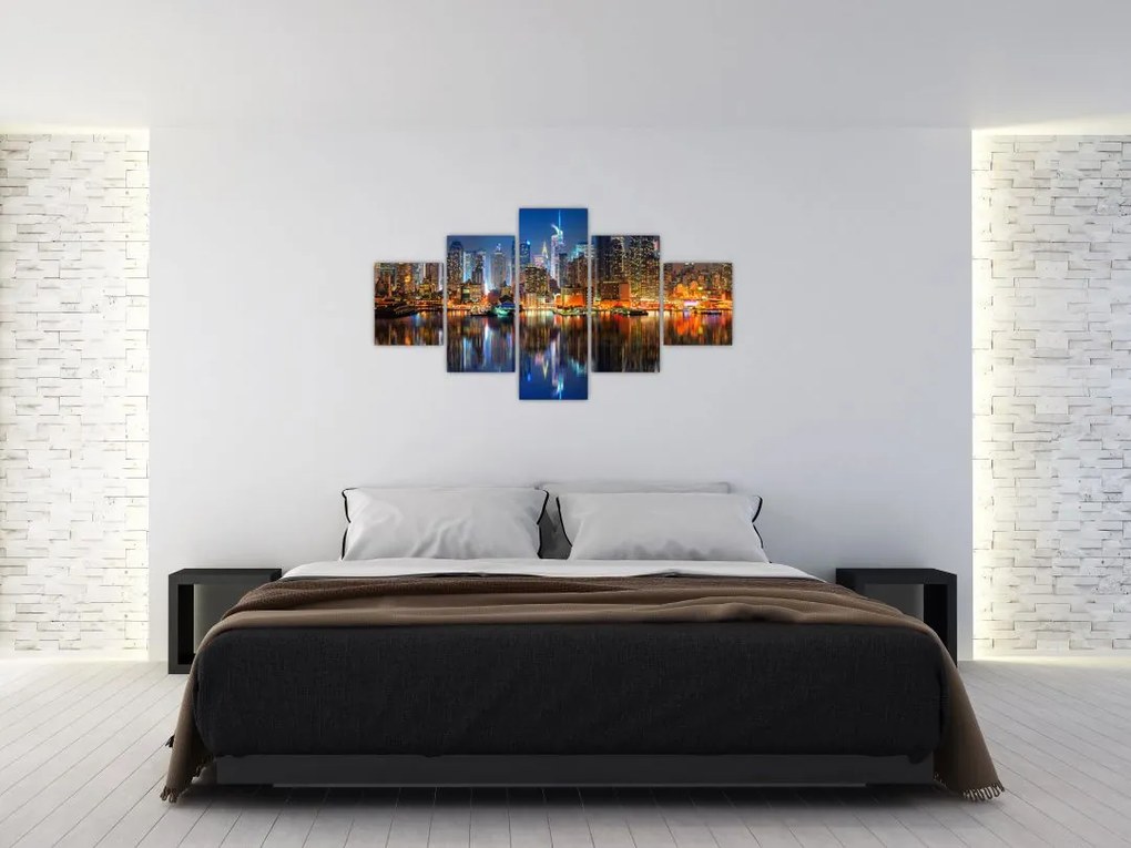 Obraz Manhattanu w nocy (125x70 cm)