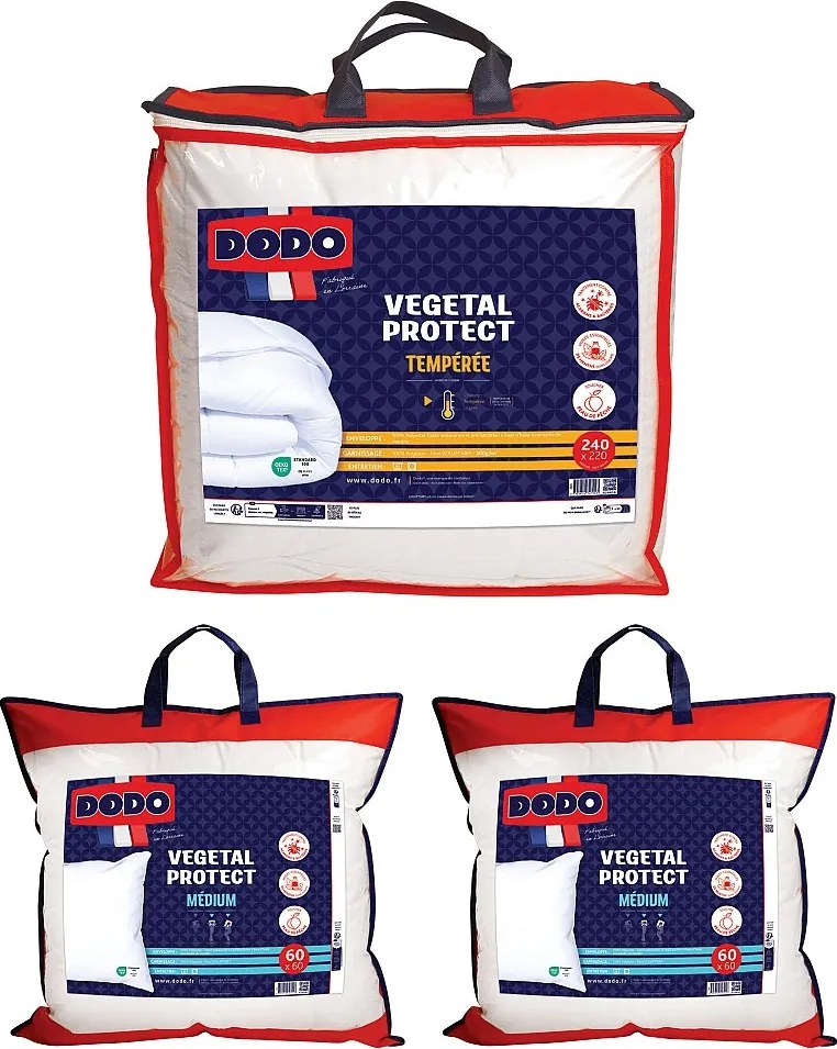 Zestaw DODO kołdra 220 x 240 cm + 2 poduszki 60 x 60 cm - Naturalna ochrona antyroztoczowa - VEGETAL PROTECT