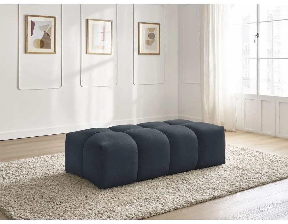 Ciemnoniebieski podnóżek z materiału bouclé Everest – Bobochic Paris