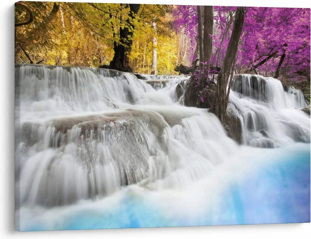 Obraz wodospadu Erawan w lesie (70x50 cm)