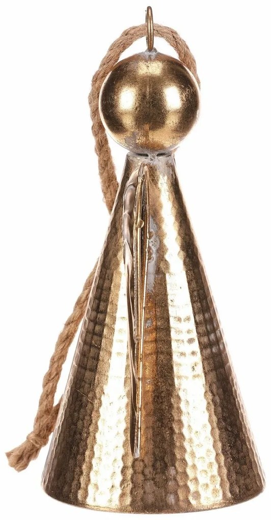 Zawieszka metalowa ozdoba świąteczna Anioł dzwonek24 cm, złota